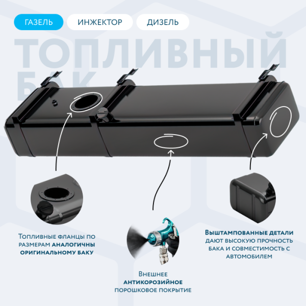 Бензобак 140 литров Газель инжектор / дизель